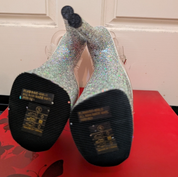 NIB Pleaser Flamingo 808-LG Silver Glitter Platform Stiletto Pole Dance Heels - Picture 7 of 12